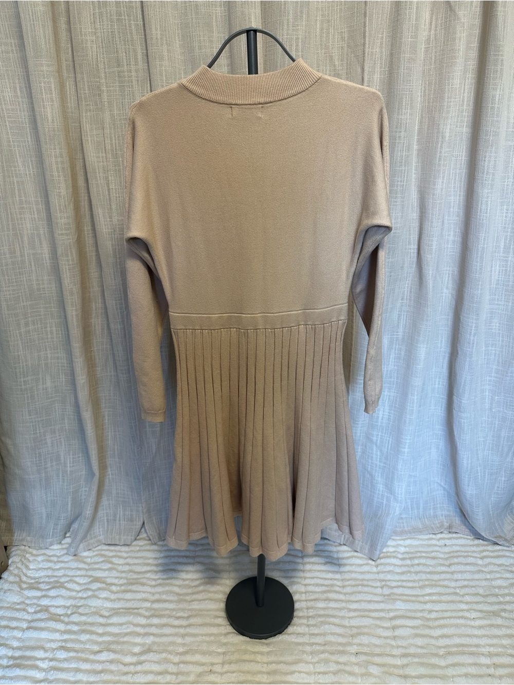 Umimi Ribbed Knit Beige Sweater Dress - Picture 2 of 8